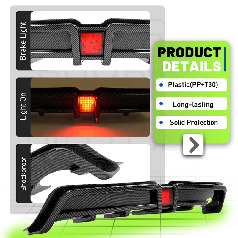 JMTAAT Rear Bumper Diffuser Compatible with 2006-2011 Honda Civic 4