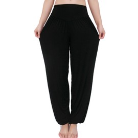 XINMELISHANG Super Soft Modal Harem Pants - Elastic Yoga & Fitness Pants for Women (Size L, Black)