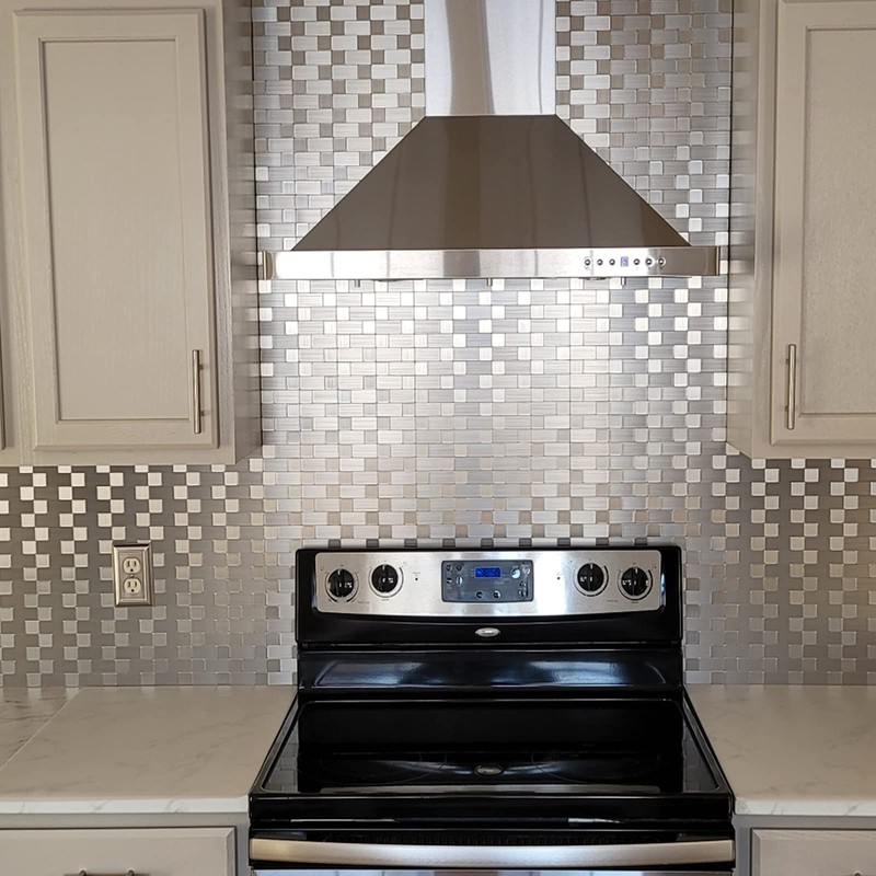 Art3d 10-Pack Self-Adhesive Metal Backsplash Peel and Stick Tile for