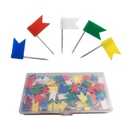 100 Pieces Map Thumb Tacks Colourful Drawing Push Pins with Storage Box Travel Map Push Pins Decorative Map Tacks for Map Drawing Board Decorative Office School