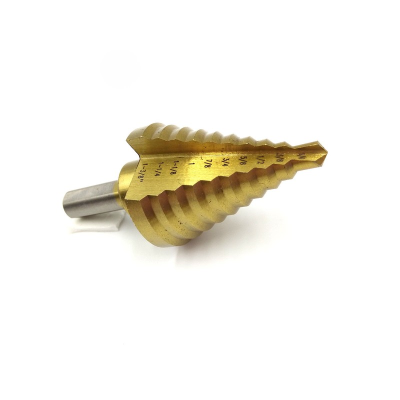 Innetoc 3/8" Shank Titanium Step Drill Bit, 1/4' to 1-3/8'