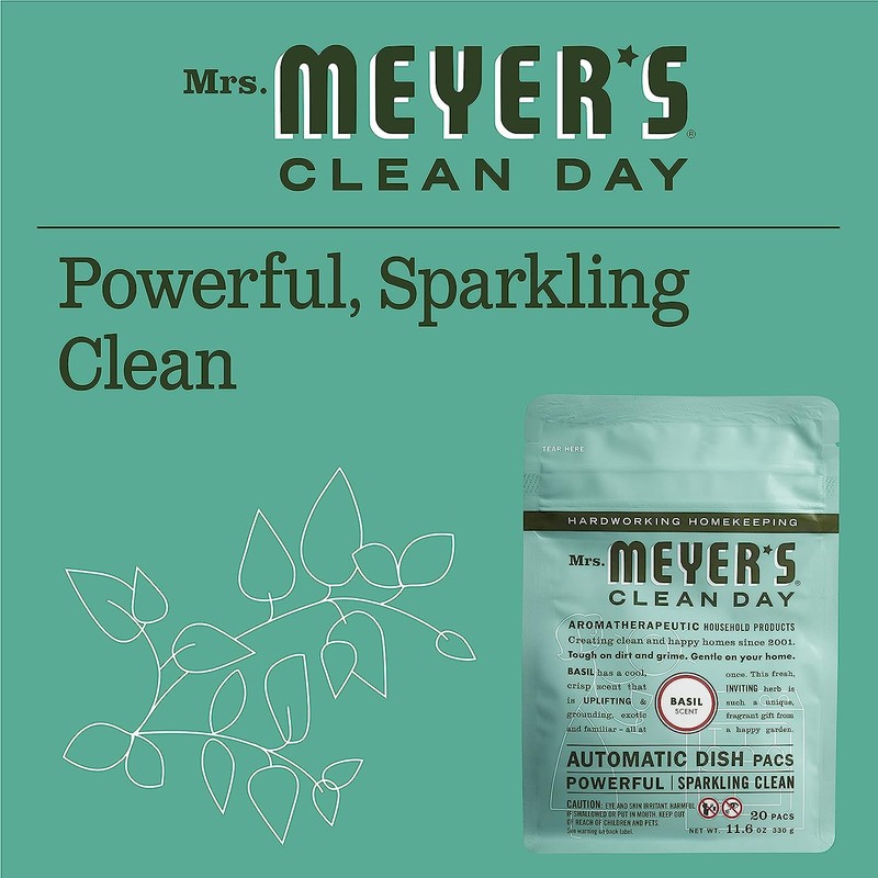 Mrs. Meyer's Auto Dishwashing Packs, Basil, 20 count (Pack of