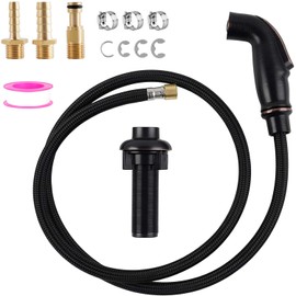 iFealClear Kitchen Sink Side Sprayer, Kitchen Sink Faucet Replacement Parts Compatible with Moen/ 1/4inch Connector Faucet, Pull Out Sprayer with Hose for Home School, 3 Adapters, Oil Rubbed Bronze