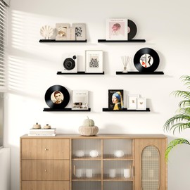 Picture Ledge Shelf for Wall, Floating Shelves Set of 4, 24 Inch Long Nursery Book Shelves for Toys Storage, Kids Bookshelf Wall Mounted for Wall Decor Books Photo Frames, Black