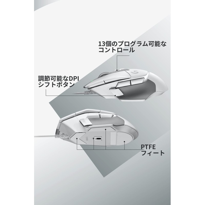 Logicool G G502 X Wired Gaming Mouse G502X-WH LIGHTFORCE Hybrid