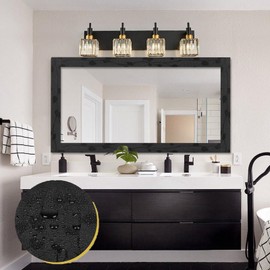 32.8ft Black Floral Grain Mirror Frame Border Peel and Stick Wallpaper, Removable Bathroom Mirror Tape Border Wall Paper, Mirror Trim Peel and Stick Molding for Kitchen Wall Decor (3.93" x 393")
