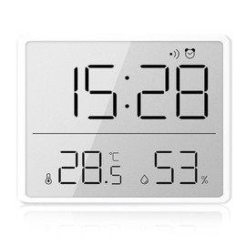 WIYETY White Digital Alarm Clock: Small Travel Alarm Clock Digital Clock with Temperature Humidity, 12/24 Hours ℃/℉, Alarm Clock Magnetic Wall Hanging for Home Kitchen Bathroom