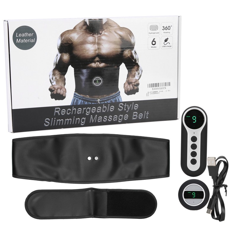 Smart Abdominal Muscle Trainer TENS PU Leather Slimming Belt Rechargeable
