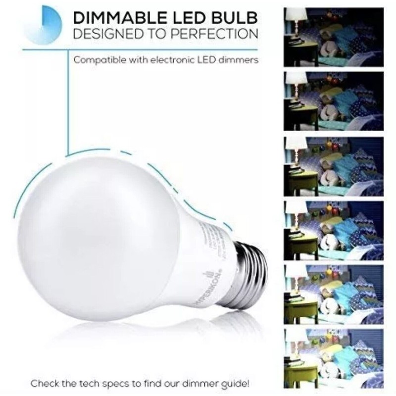 Hyperikon Dimmable LED Light Bulbs A19 9W=60W 3000K E26 -