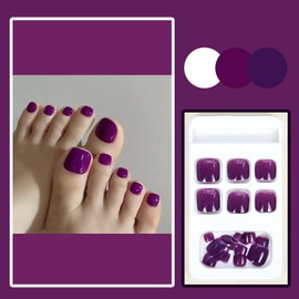 Short Press On Toenails Square Fake Toenails Purple Toenails Press Ons Full Cover False Toe Nails With Artificial Designs Acrylic Toenails Short Glue On Toenails Stick On Toenails For Women