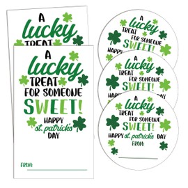 Happy St. Patrick's Day Gift Tag Sticker Labels, Lucky Clover Label Tag, St. Patrick's Day Decoration, 2 Inches Self-Adhesive Gift Tag Sticker St Patricks Day Gift Wrapping-A05