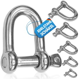 Rustproof Shackles Stainless Steel 4-25 mm Rustproof Shackle V4A Stainless Steel 304 2, 4, 10 Pieces | Version Shackle Stainless Steel 5 mm Pack of 2