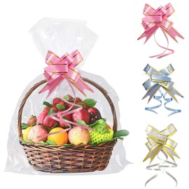 XPP Clear Cellophane Bags,30 Pieces Gift Cellophane Bags Large, Sweet Candy bags with 30 Pull Bows for Birthday Party Festivals Goodie Favor(50cm*30cm)