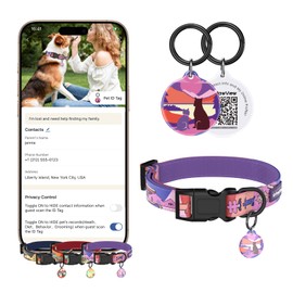 Pawview Dog Collar with Smart QR Code ID Tag – Adjustable, Durable & Stylish | Soft Lining, Waterproof & Easy to Clean (Purple, Large)
