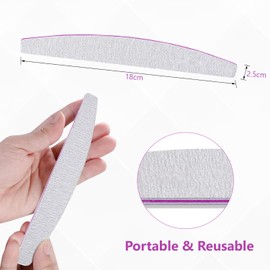 Trimming Shop 10 Stück Halbmond-doppelseitige Schmirgelbrett, professionelles Nagelfeilen-Set, Körnung 100/180, Nagel-Styling-Werkzeuge für Fingernägel, Zehennägel, Haustier-Nagelpflege &