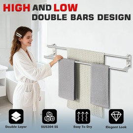 Alise Double Towel Bars for Bathroom, Wall Mount Towel Holder 32'' Towel Racks for Bathroom, SUS304 Stainless Steel Towel Hanger Towel Rails, Brushed Nickel