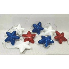 Unbranded (9) MINI Patriotic 4th of July Red White Blue Stars Styrofoam Ornaments 1.25"