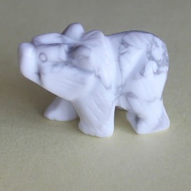 HLbshi Hand Carved Gemstone Crystal Bear Figurine Animal Statue Carving Office Home Decor 1.5'' (White Turquoise)