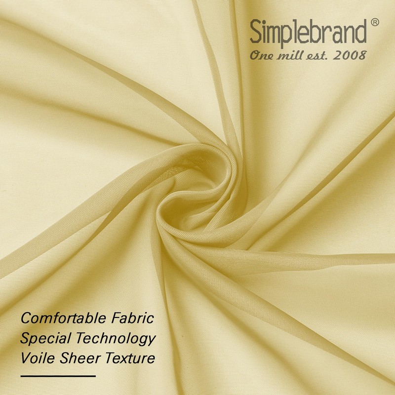 Simplebrand Yellow Short Sheer Curtains 45 Inch Length for Small