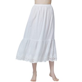 BEAUTELICATE Half Slip Skirt Extender 100% Cotton Vintage Underskirt with Lace Embroidery