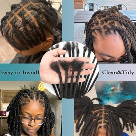 Locs Extension Human Hair 8 Inches 30 Str Dreadlock Extension 100% Full Handmade Human Hair Locs Extension for Woman/Man/Kids 0.6cm Dread Extension Human Hair Can be Curly and Dyed