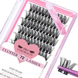 Cluster Eyelashes, Pack of 72 Individual Eyelashes, Eyelash Clusters, DIY Eyelash Extensions, Super-Thin Band, Reusable, Soft & Comfortable (Infatuation-D-10 mm)