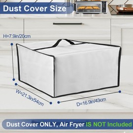 NUENSS-ROR Air Fryer Dust Cover for Ninja SP101 Air Fry, Heavy Duty Waterproof Dustproof Heat-Resistant Air Fryer Protective Case, Kitchen Small Appliance Dust Cover (Silver, 21.3"Dx16.9"Wx7.9"H)