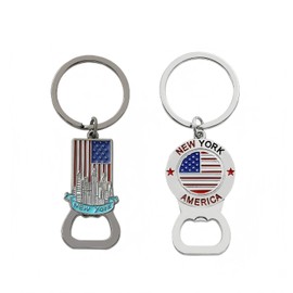 2 Pack American Flag New York Bottle Opener Creative Dual Purpose Alloy Bottle Opener Backpack Car Metal New York Souvenir Keychain