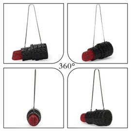 Lanpet Women Crystal Rhinestone Evening Bags Lipstick Shape Clutch Purses Vintage Wedding Party Banquet Handbag