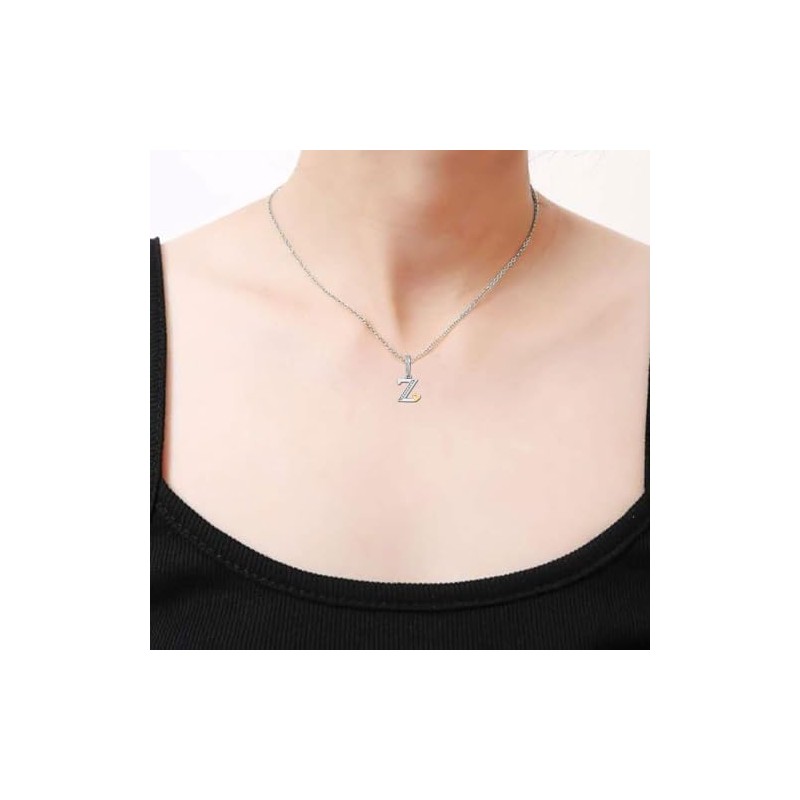 KunBead 18 inch Initial Z Letter Gold Heart Alphabet Birthday