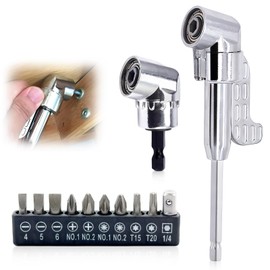 GD HUA 105° Angle Wrench Attachment Adapter Set, 12 Pieces Angle Wrench Attachment Set, Angle Wrench, Angle Drill Attachment, 1/4 Inch Hex Shank, for Workshop, Furniture, Garage and Construction