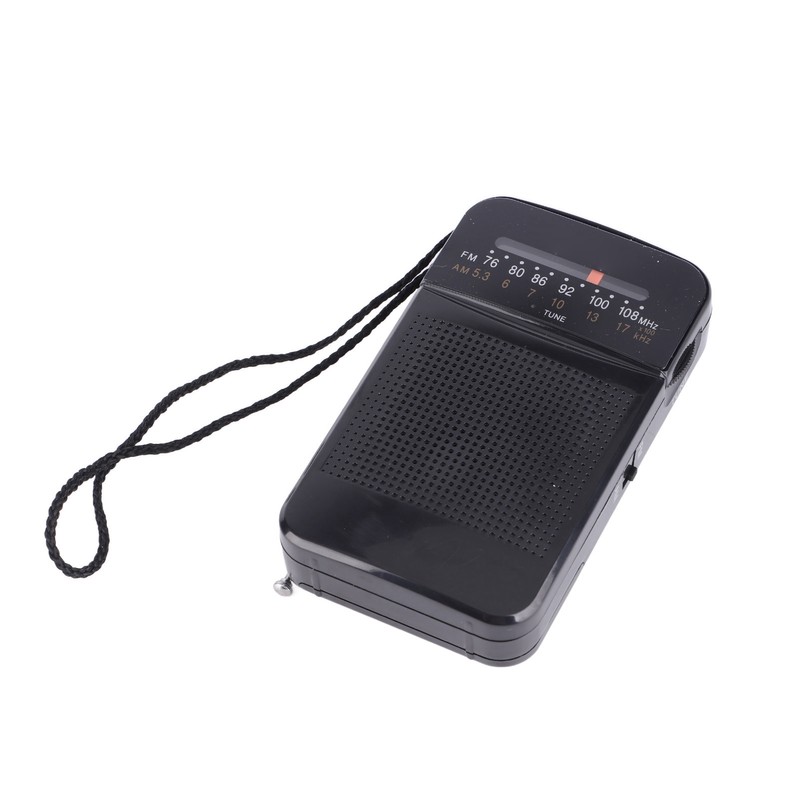 Portable AM FM Radio Black Color Headset Pluggable Built in
