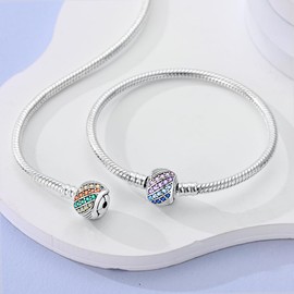 MULA 925 Sterling Silver Snake Chain Charm Bracelet Butterfly Sunflower Heart with 5A Cubic Zirconia Bracelets for Women