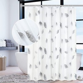Lkw Ogechi Shower Curtain 200/220/240cm Drop for Wet Room Black Leaves, PEVA Shower Curtain for Wet Room, Antimould and Waterproof Bathroom Curtains, Wet Room Shower Curtain 240drop (180x220cm)