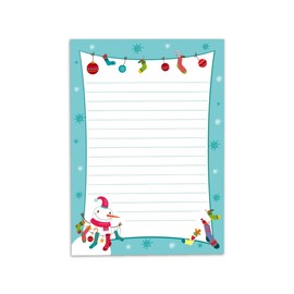 Snowman Christmas Writing Paper Set with Envelope for Kids Girls Boys Christmas Stationery (Pad A5 with 25 Sheets + 15 Envelopes)
