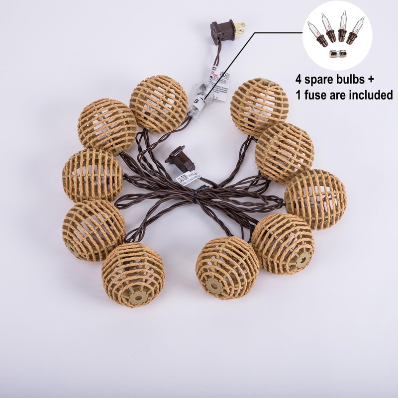 Decorative String Lights Plug in with 10 Incandescent Bulbs, Natural