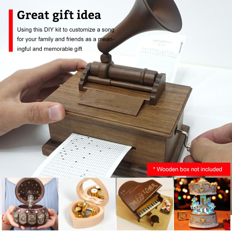 DIY 30-Note Music Box Set Hand-Cranked Programmable Mechanical Music Box