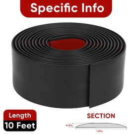 20 Ft x 2" Vinyl Adhesive Laminate Flat Divider Strip for Joining Wood Floor Gaps, Carpet, Threshold Cover, Floor Tiles, Doorway Transitions - Black