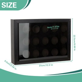 Golf Ball Display Case with Velvet Foam Wall Mounted Golf Ball Display Stand for 15 Balls Shadow Box for Glofball Collectors 31 x 22.5 x 6.5 cm