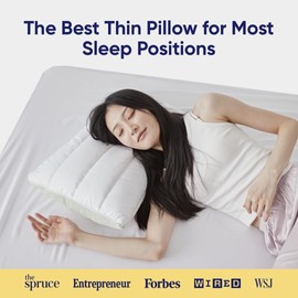 Vesta LimeZen Silk-Layered Ultra Thin Pillow, Slim and Flat Design for Back or Stomach Sleepers, Low Profile (2.5" Height) & Soft (Pack of 1)