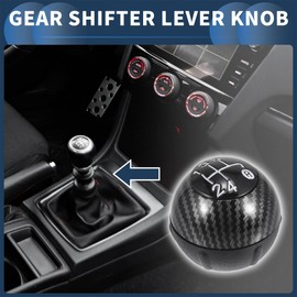 INFINAUTO 5 Speed Gear Shift Knob for Fiat 500 500C 2007-2018 Plastic Black White 1pc