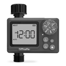 TiFFCOFiO New Programmable Sprinkler Timer with Water Meter, Water Volume and Duration Control Hose Timer, Auto and Manual Watering for Irrigation, Garden and Drip System