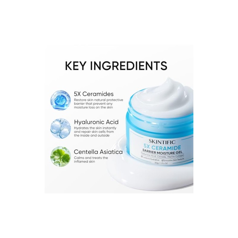 Skintific Crema Hidratante Facial con Ceramidas 5X, 100 G