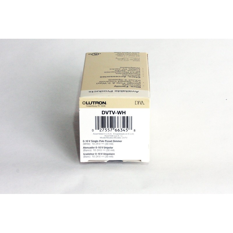 Lutron (66345) DVTV-WH Diva 0-10V Single Pole Dimmer