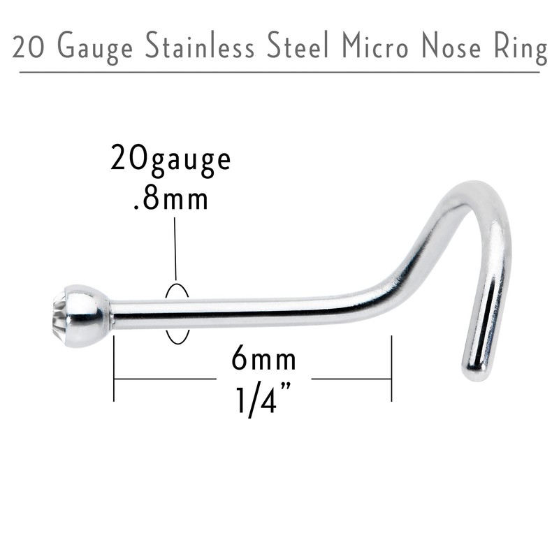 Body Candy Stainless Steel 1.57mm Clear Accent Micro Nose Stud