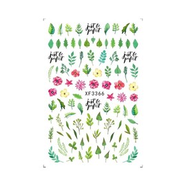 Generic Tropical Leaves Flower Nail Stickers Summor Nail Decals Sticker Xf3366 Nail Wraps Art Stickers Manicure Supplies for Women for Home Nails Full Long Lasting Easy Apply and Remove