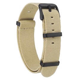 sourcing map Elastic Nylon Watch Band 18mm One-Piece French Watch Strap Waterproof Replacement Wristwatch Strap with Black Buckle for Men Women, Khaki