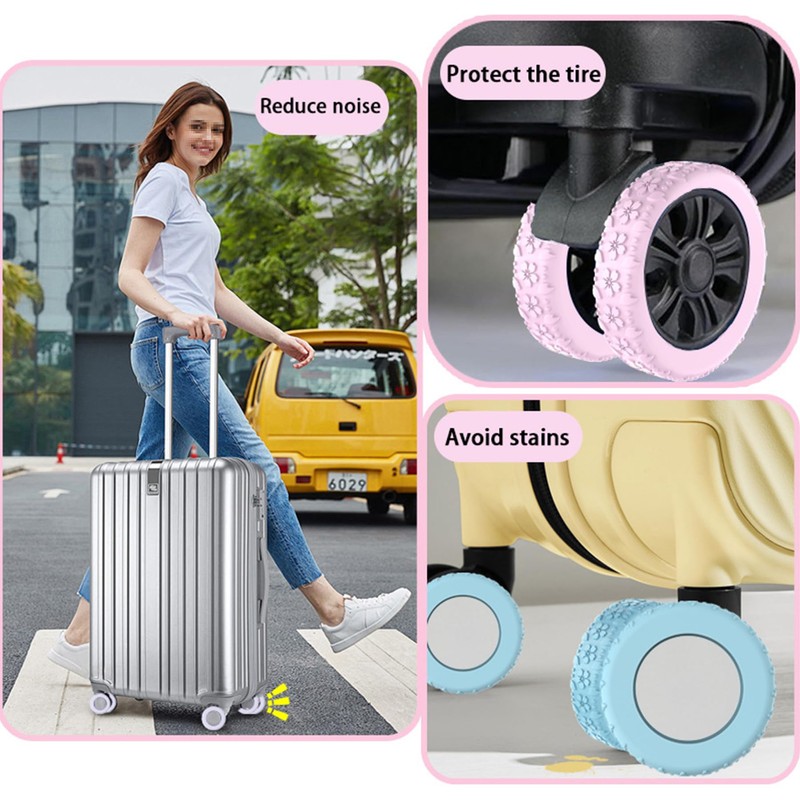 CJKDXDH Silicone Luggage Wheel Covers, 8 Pcs Anti Noise Wear-Resistant