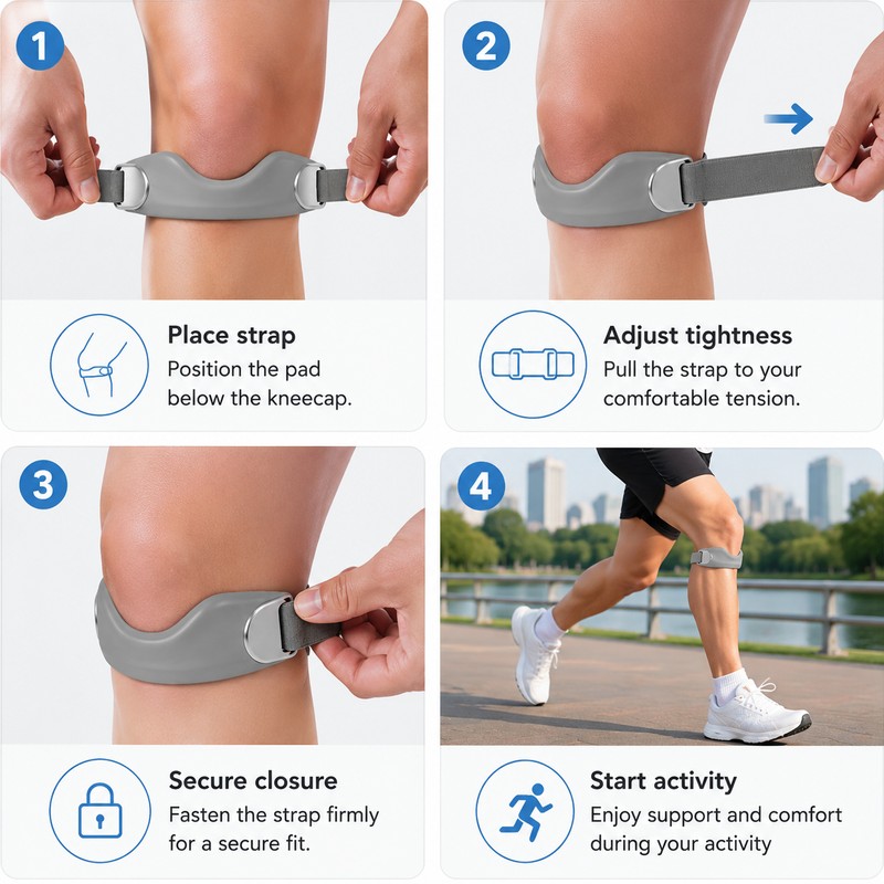 Adjustable Patella Knee Strap for Sports Support – Silicone Cushion