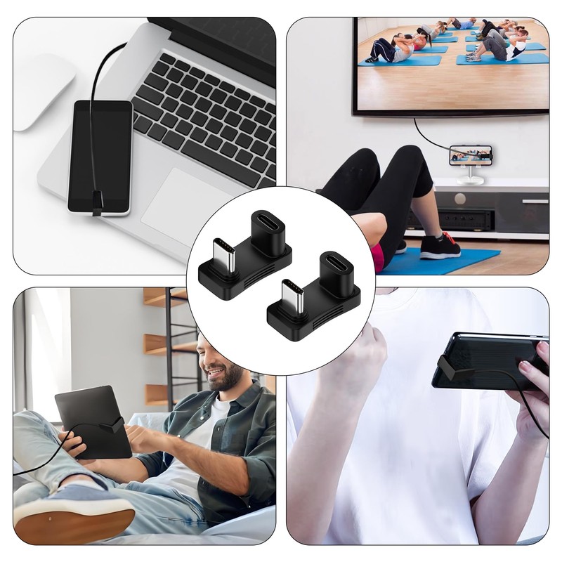 2Pcs 180° USB C Male to USB Female U Shape